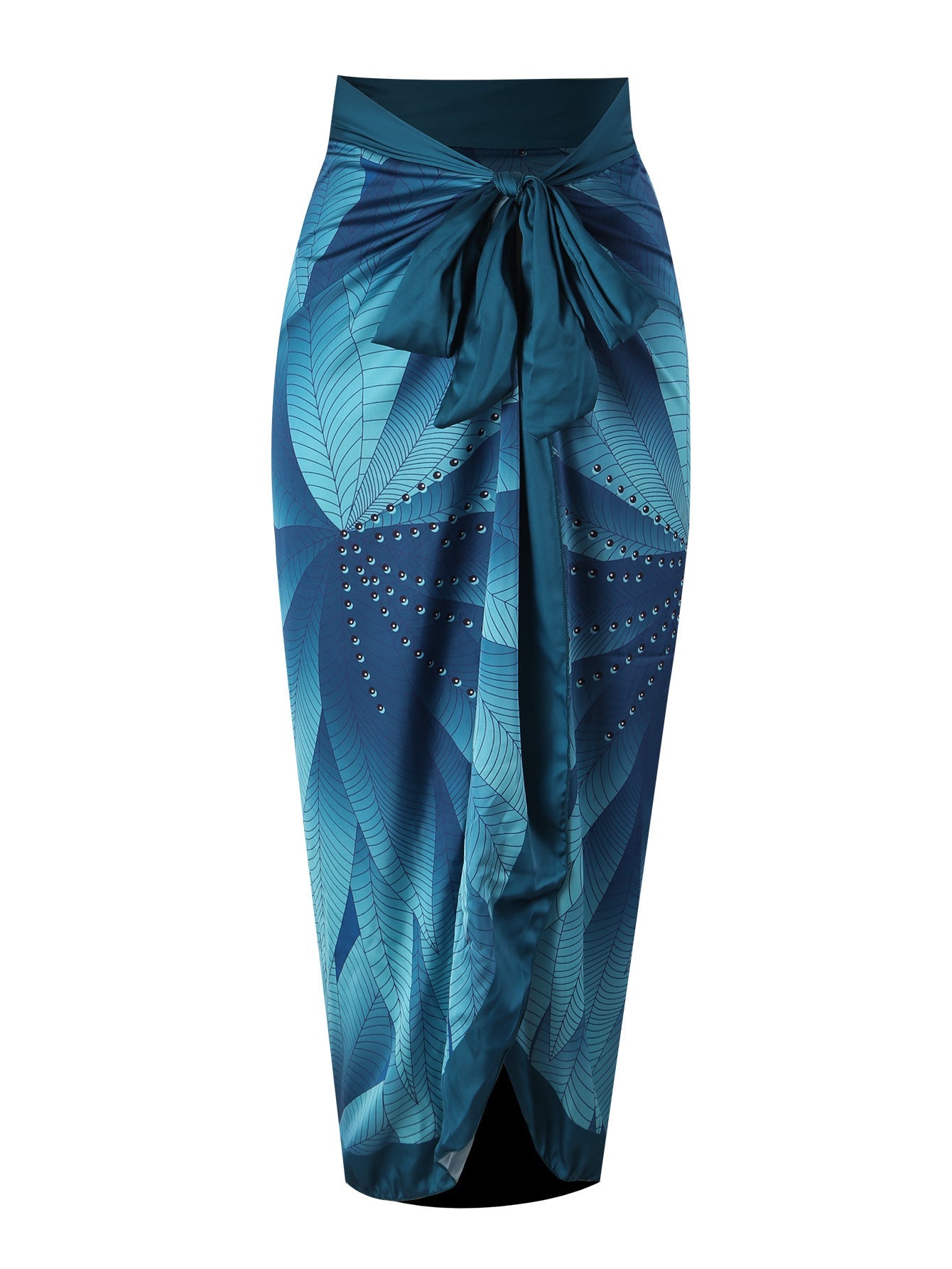 Lonkey French One Piece Two Piece Set Swimsuit Leaf Printed Sheath Dress Conservative Halter Swimsuit Women